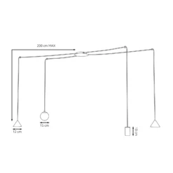 Emibig Pendellampa Fuji Stål Svart | Passande för 1x E14 - Max 10W, 1x GU10 - Max 10W, 2x GX53 - Max 10W