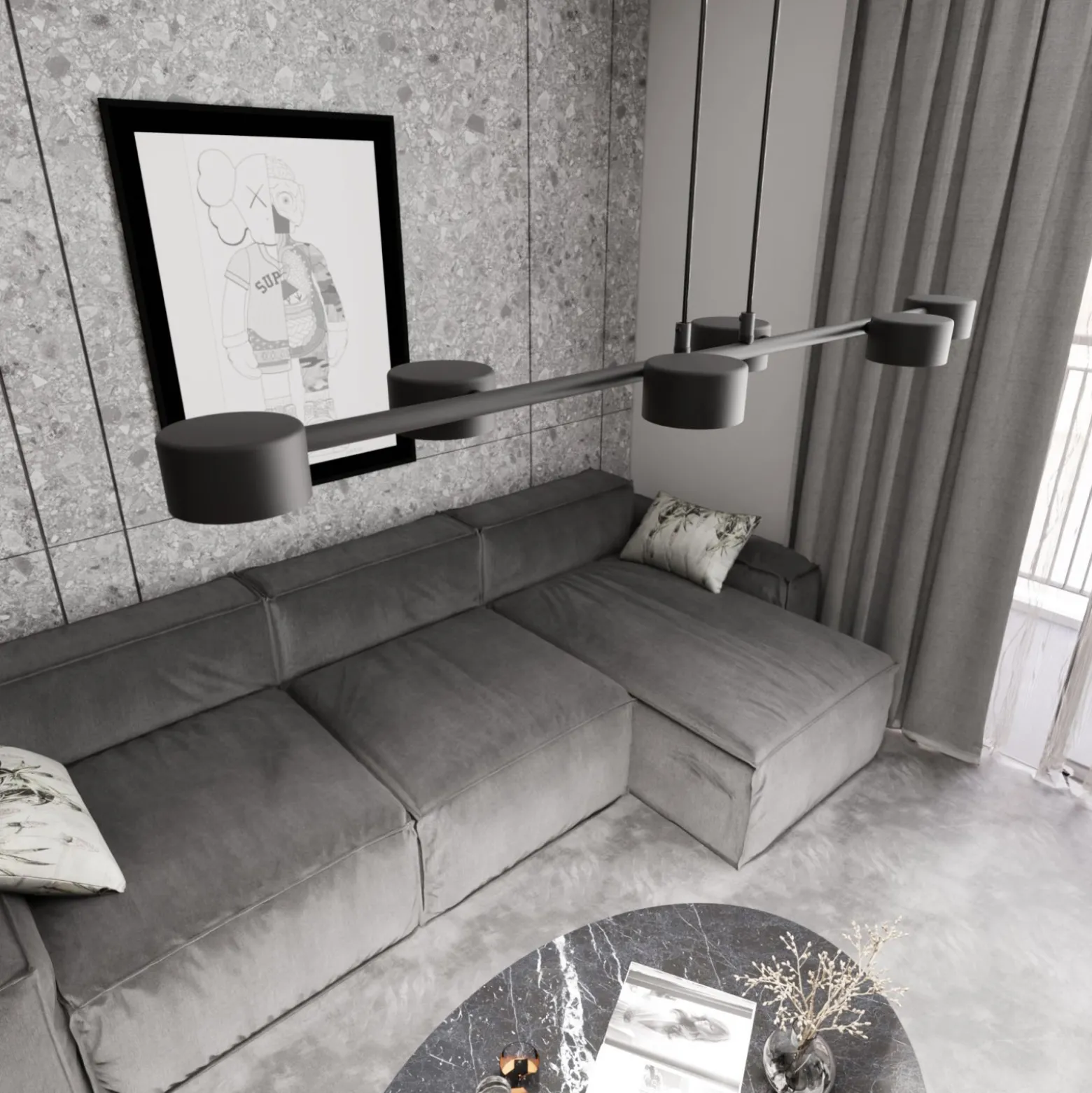Emibig Pendellampa Megara Stål Svart | Passande för 6x GX53 - Max 12W