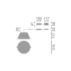 Ledvance LED Downlight Comfort High Efficiency U Aluminium Vit 25W 3625lm 55D - 840 Kallvit | 215mm - Utskärning 200mm