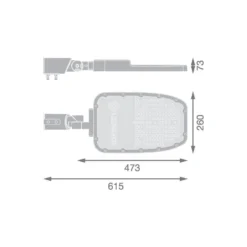 Ledvance LED Gatubelysning Area Large RV35ST Aluminium Grå 90W 12150lm 155X69D - 765 Dagsljus | IP66 - Asymmetrisk