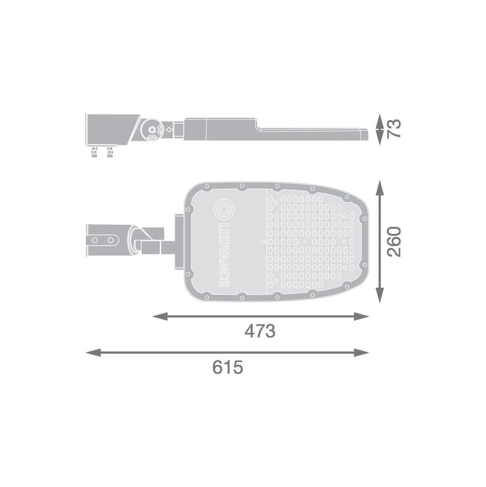 Ledvance LED Gatubelysning Area Large RV35ST Aluminium Grå 90W 12150lm 155X69D - 765 Dagsljus | IP66 - Asymmetrisk