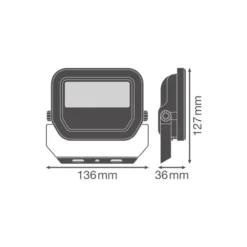 Ledvance LED Strålkastare Aluminium Svart 8W 1200lm 100D - 840 Kallvit | IP66 - Symmetrisk