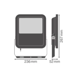 Ledvance LED Strålkastare Aluminium Svart 69W 9150lm 100D - 830 Varm Vit | IP66 - Symmetrisk