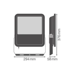 Ledvance LED Strålkastare Aluminium Svart 133W 18600lm 100D - 830 Varm Vit | IP66 - Symmetrisk