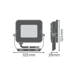 Ledvance LED Strålkastare Kompakt Svart 20W 2000lm 100D - 840 Kallvit | IP65 - Symmetrisk