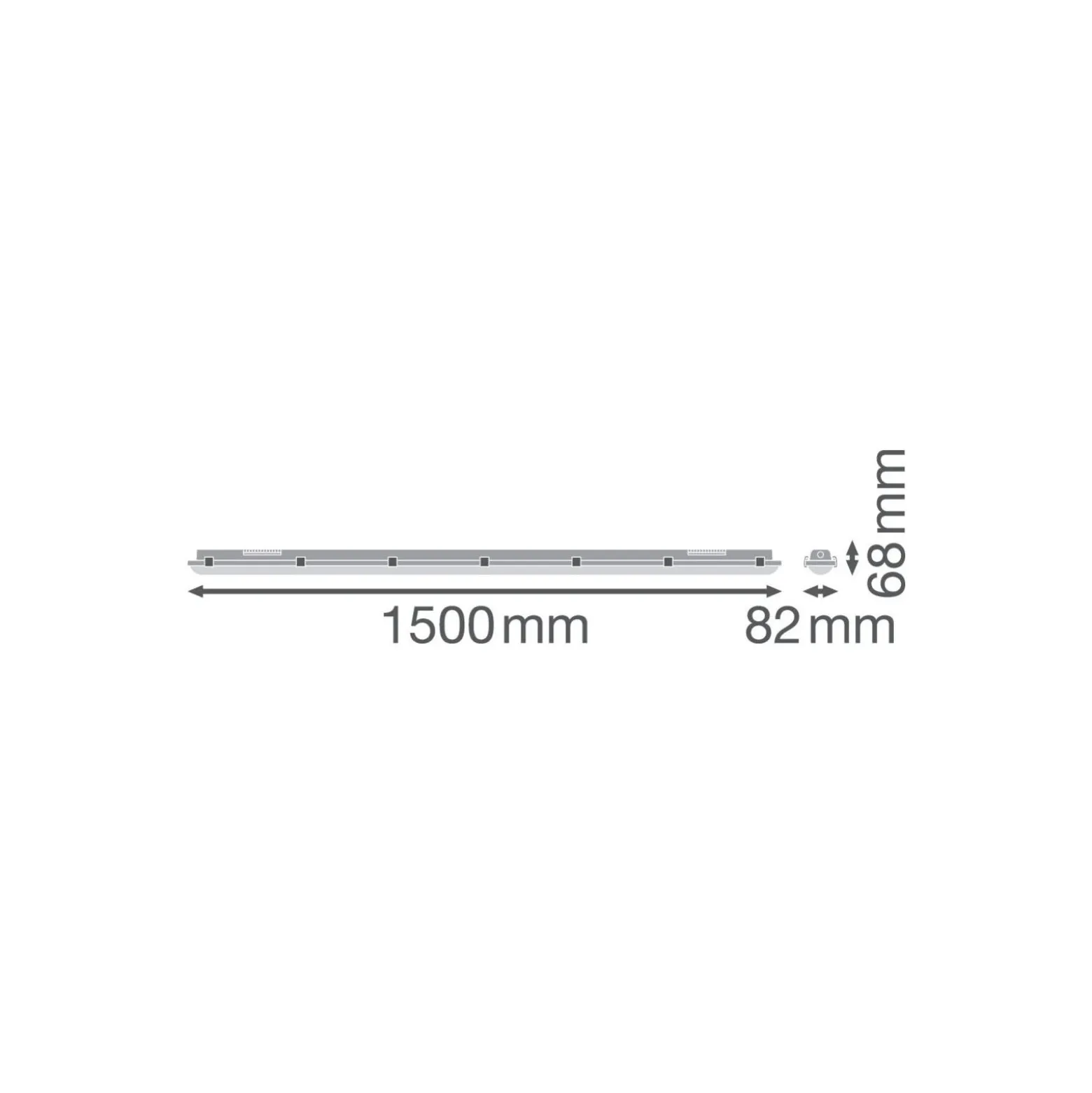 Ledvance Vattentät Allmänbruksarmatur Fukttät High Efficiency PC 72.2W 11680lm - 840 Kallvit | 150cm -Ersättare 2x58W