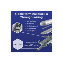 Noxion LED Allmänbruksarmatur Vattentät Poseidon V3.0 18-30W 2340-4200lm - 830-865 CCT | 120cm - Kabelgenomföring (5x2.5mm2)