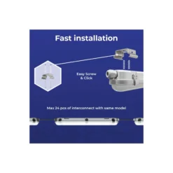 Noxion LED Allmänbruksarmatur Vattentät Poseidon V3.0 19-33W 2340/4200lm - 830-865 CCT | 120cm - Kabelgenomföring (5x2.5mm2) - 3 Timmar Nödbelysning