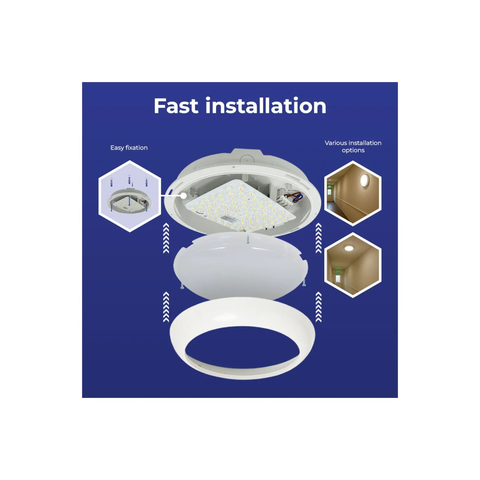 |Noxion LED Plafond Pro V2 12/16/20W 2400lm - 830-840-865 CCT | 325mm - IP65 - 3 Timmar Nödbelysning + Ring Vit