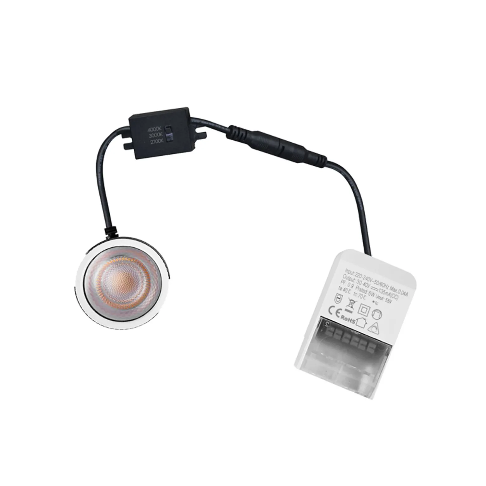 Noxion LED Spot Ares Fast Vit 6W 540lm - 927-940 3CCT | Utskärning 68mm