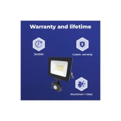 Noxion LED Strålkastare Beamy G3.1 Svart 20W 2200lm 100D - 840 Kallvit | IP44 - Rörelse- och Ljussensor - Symmetrisk
