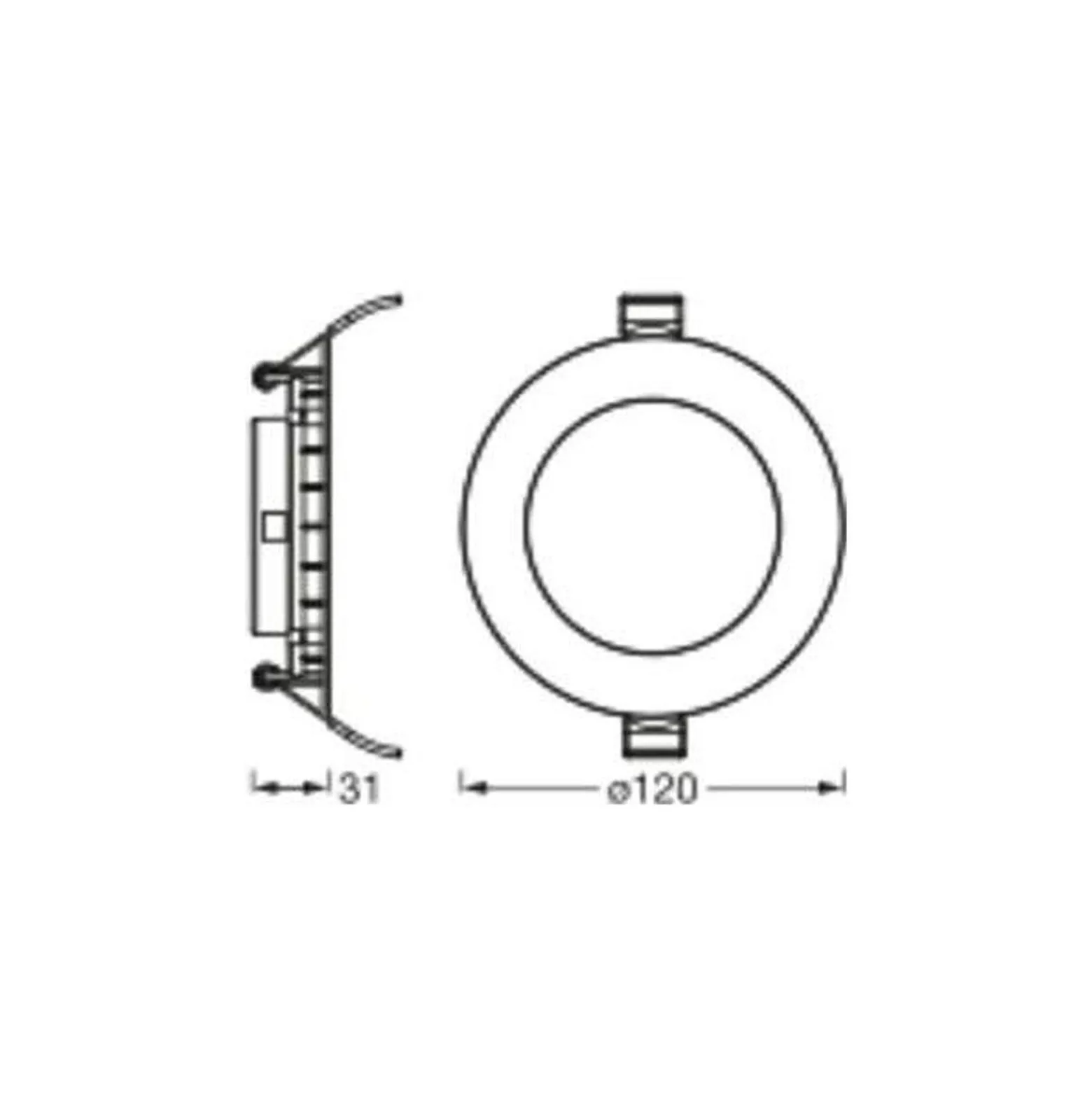 Osram LED Downlight Recess Slim Vit 8W 550lm 110D - 840 Kallvit | Utskärning 120mm
