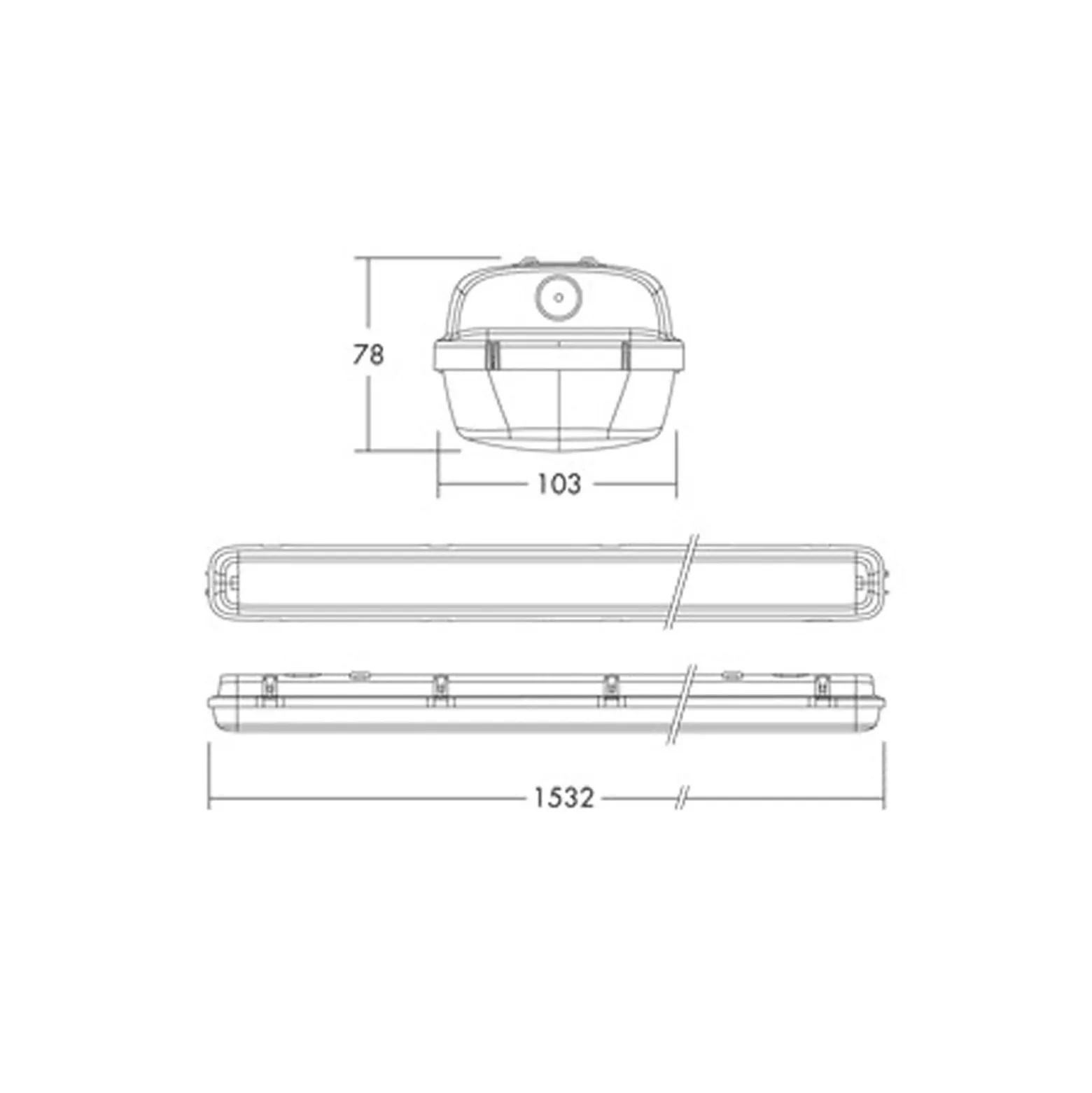 THORNeco LED Allmänbruksarmatur Vattentät Julie 55W 6300lm - 840 Kallvit | 150cm
